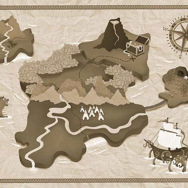 Treasure Map-behang-Tapete-Coordonne-Papyrus-Non Woven-9700072-Selected Wallpapers