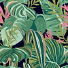 Tropical Foliage-behang-Tapete-Mind the Gap-Antraciet-300 cm (standaard)-WP20366-Selected Wallpapers