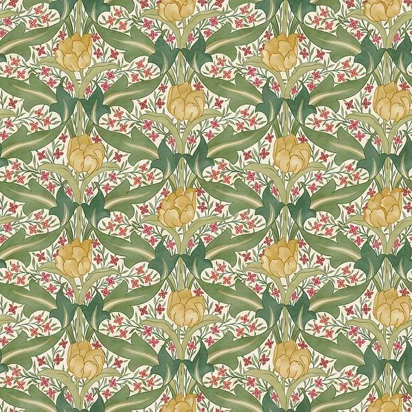 Tulip & Jasmin-Behang-Tapete-GP&J Baker-Red/Green-Rol-BW45104.1-Selected Wallpapers