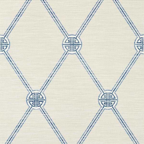 Turnberry Trellis-Behang-Tapete-Thibaut-Beige and Blue-Rol-T13351-Selected Wallpapers