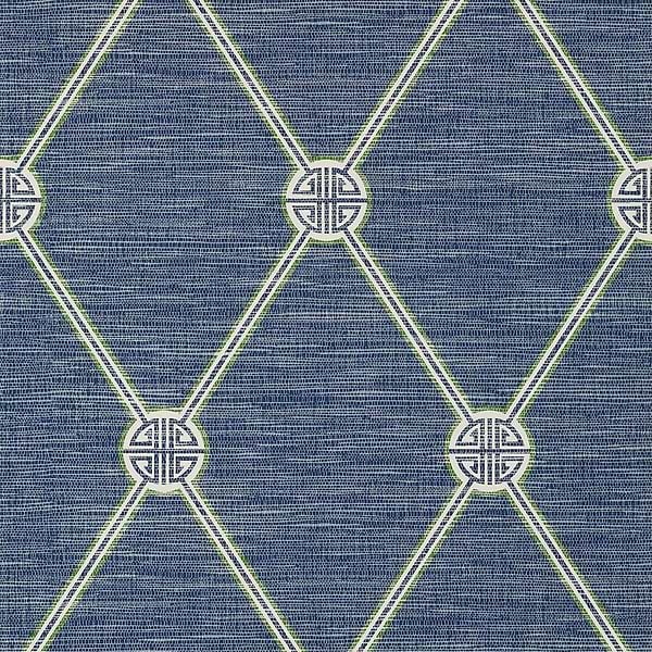 Turnberry Trellis-Behang-Tapete-Thibaut-Navy-Rol-T13354-Selected Wallpapers