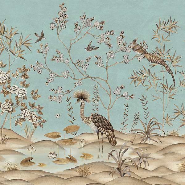 Waterfront-Tapete-Presence-Copper Blue-Silk Vinyl-PS104/04-Selected Wallpapers