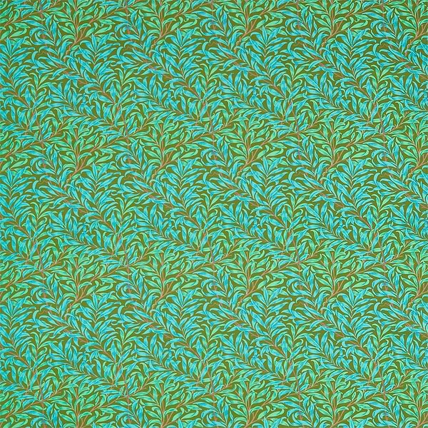 Willow Boughs stof-Fabric-Tapete-Morris & Co-Olive/Turquoise-Meter (M1)-226841-Selected Wallpapers