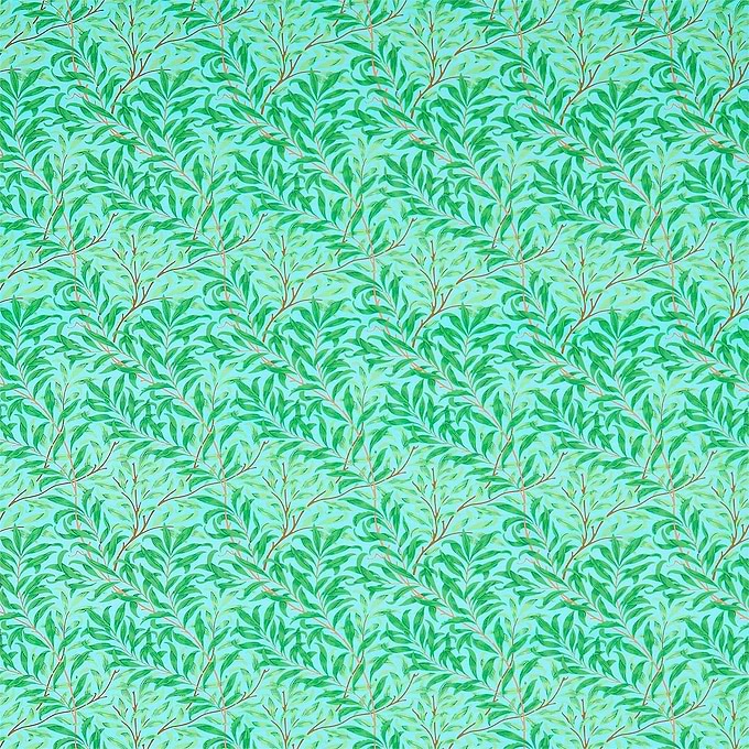 Willow Boughs stof-Fabric-Tapete-Morris & Co-Sky/Leaf Green-Meter (M1)-226842-Selected Wallpapers