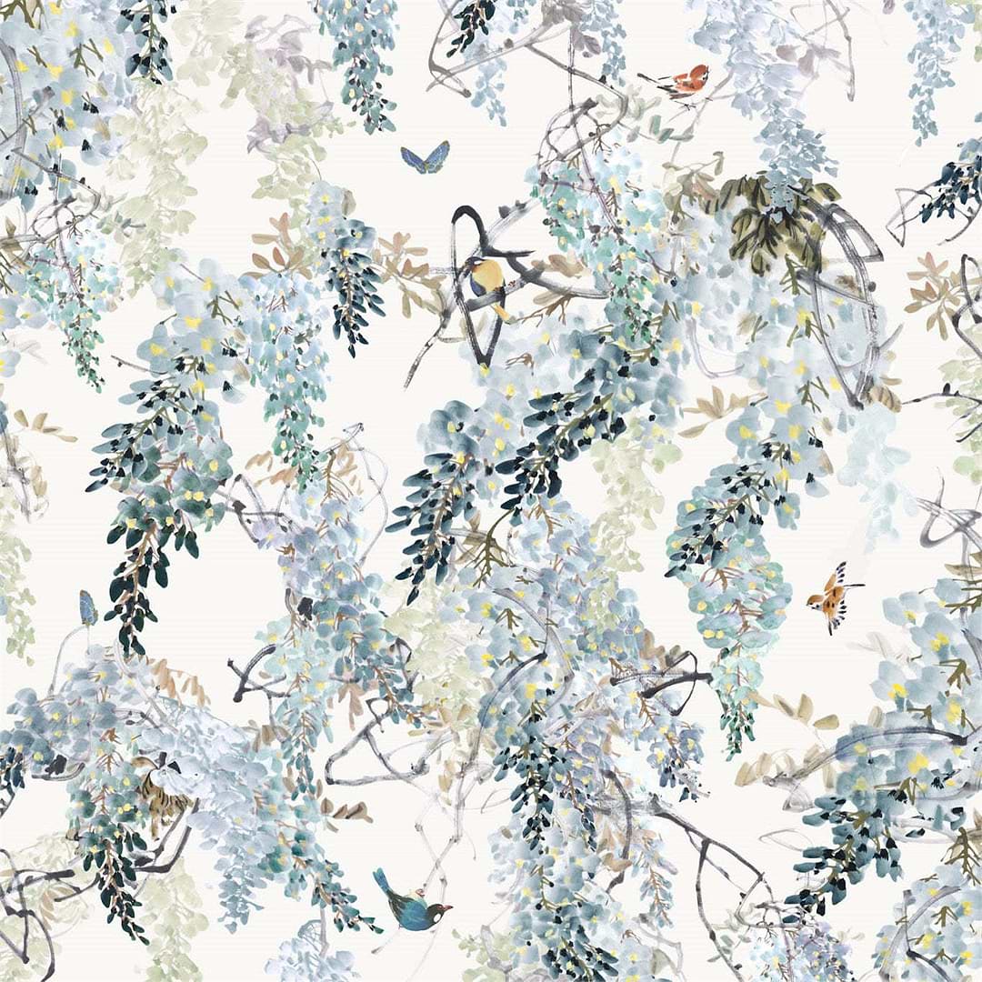 Wisteria Falls-behang-Tapete-Sanderson-Aqua-Paneel A-216298-Selected Wallpapers