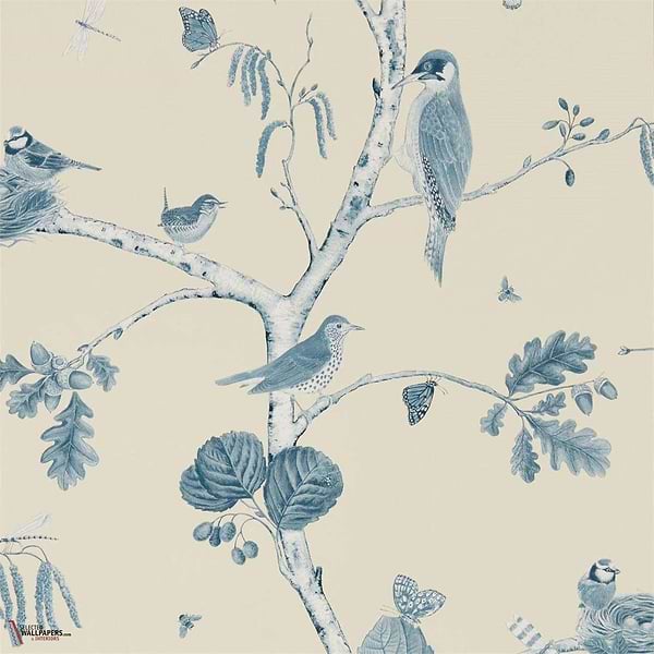 Woodland Chorus-behang-Tapete-Sanderson-Indigo/Ecru-Rol-215705-Selected Wallpapers
