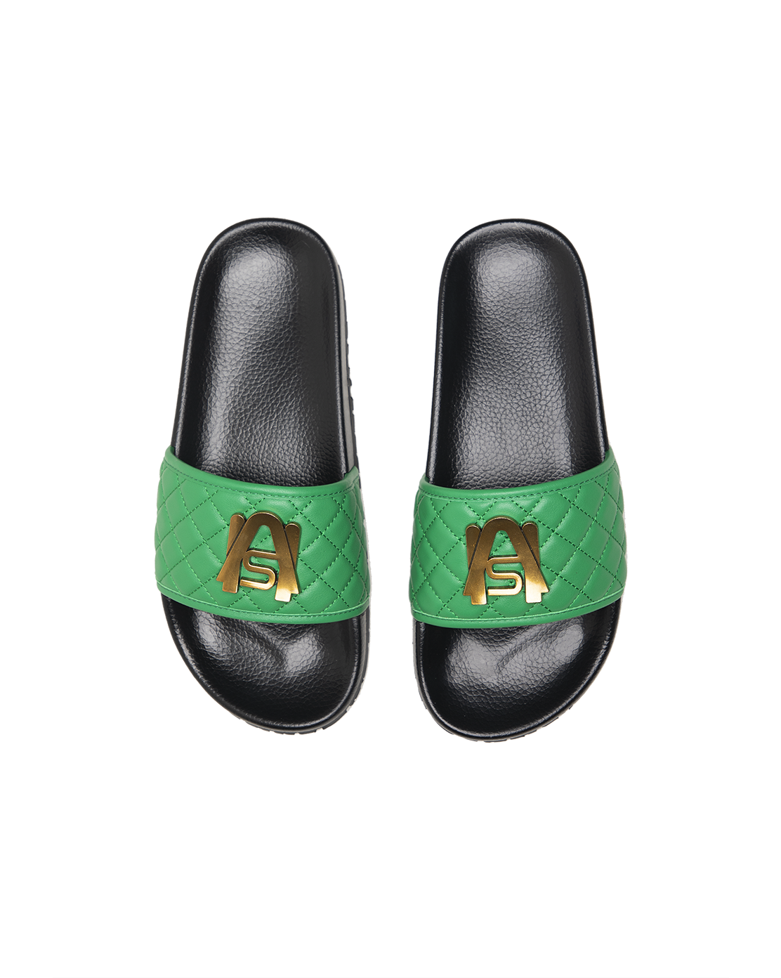 Ashluxe Paradise Quilted Leather Slides - Green