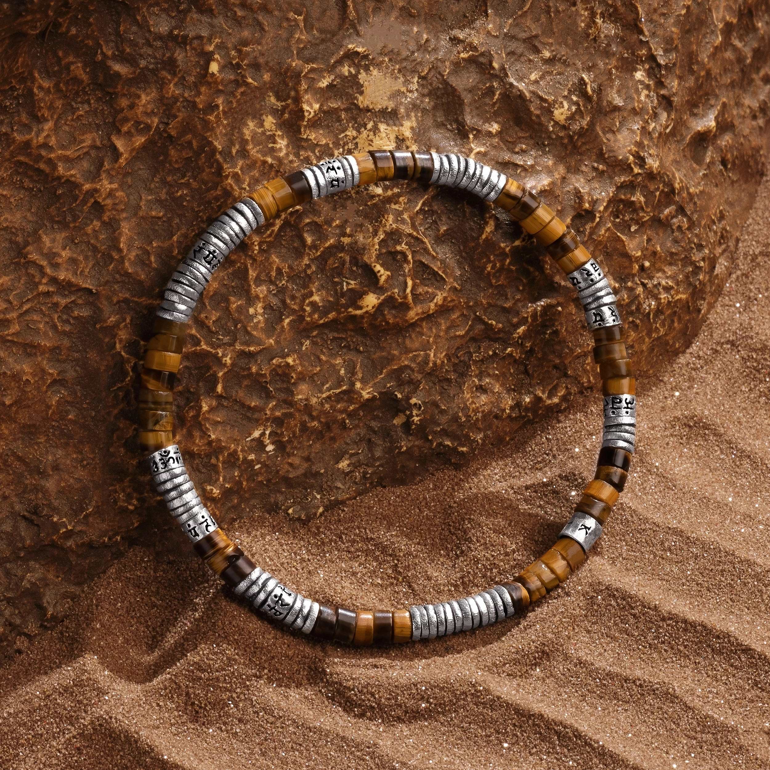 Picture of Spiritual Victory - Tiger's Eye Heishi Mantra Bracelet
