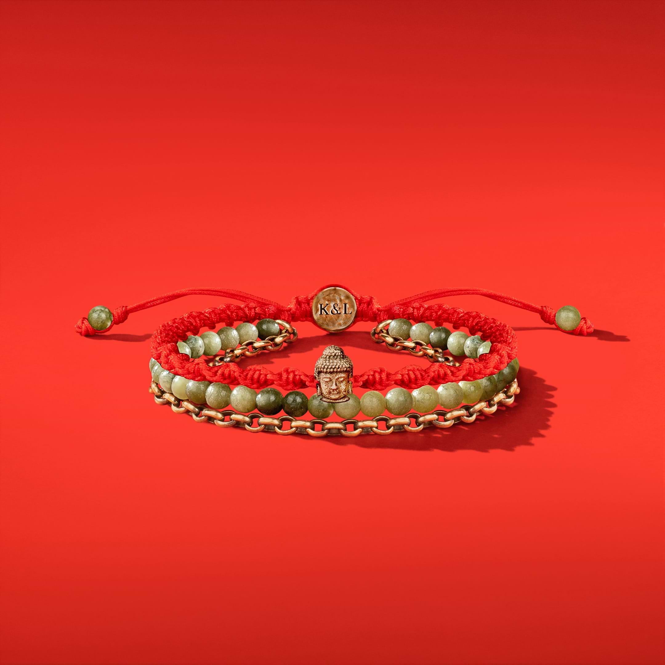 Prosperous Promise - Jade Buddha Red String Bracelet