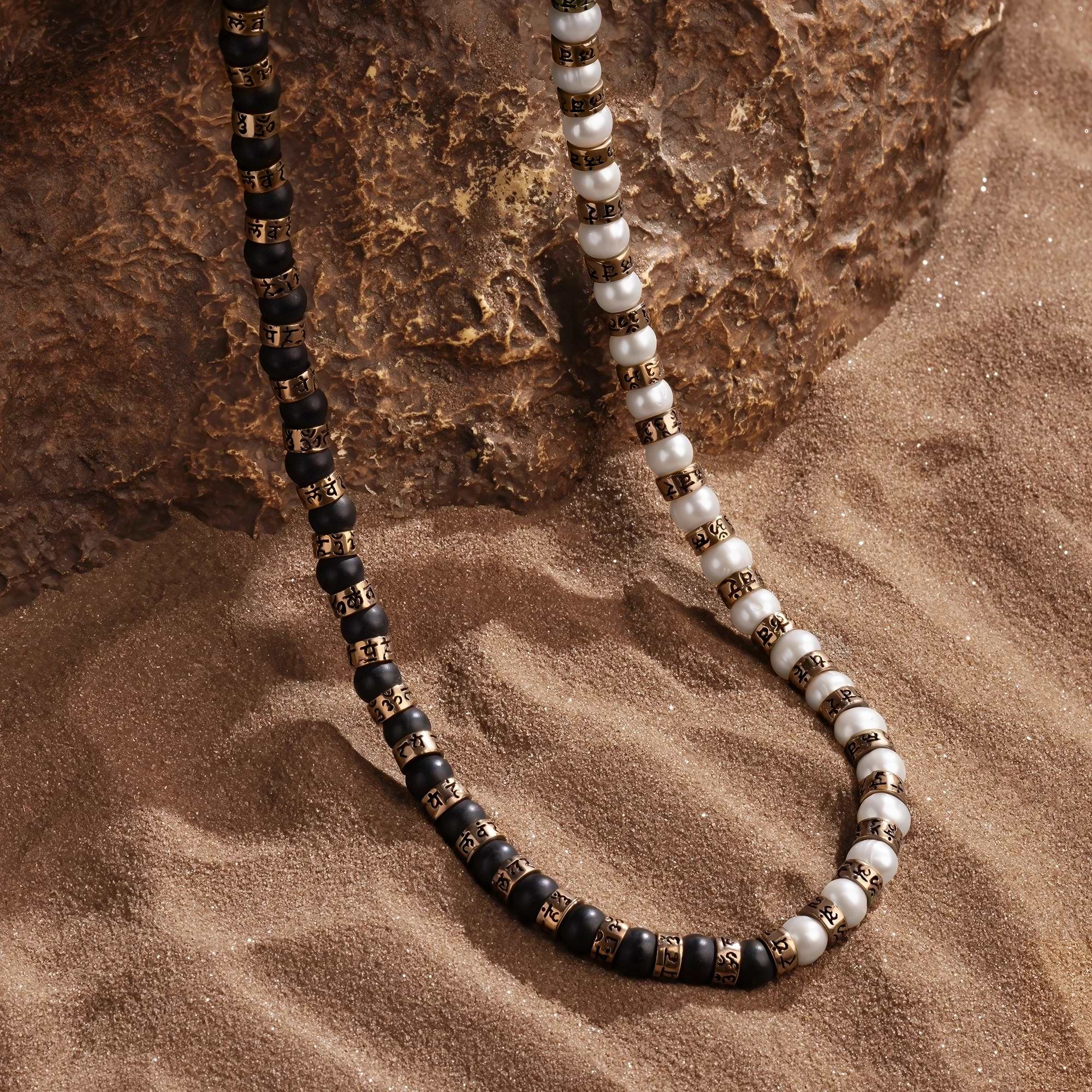 Picture of Karmic Renewal - Pearl Onyx Mantra Necklace