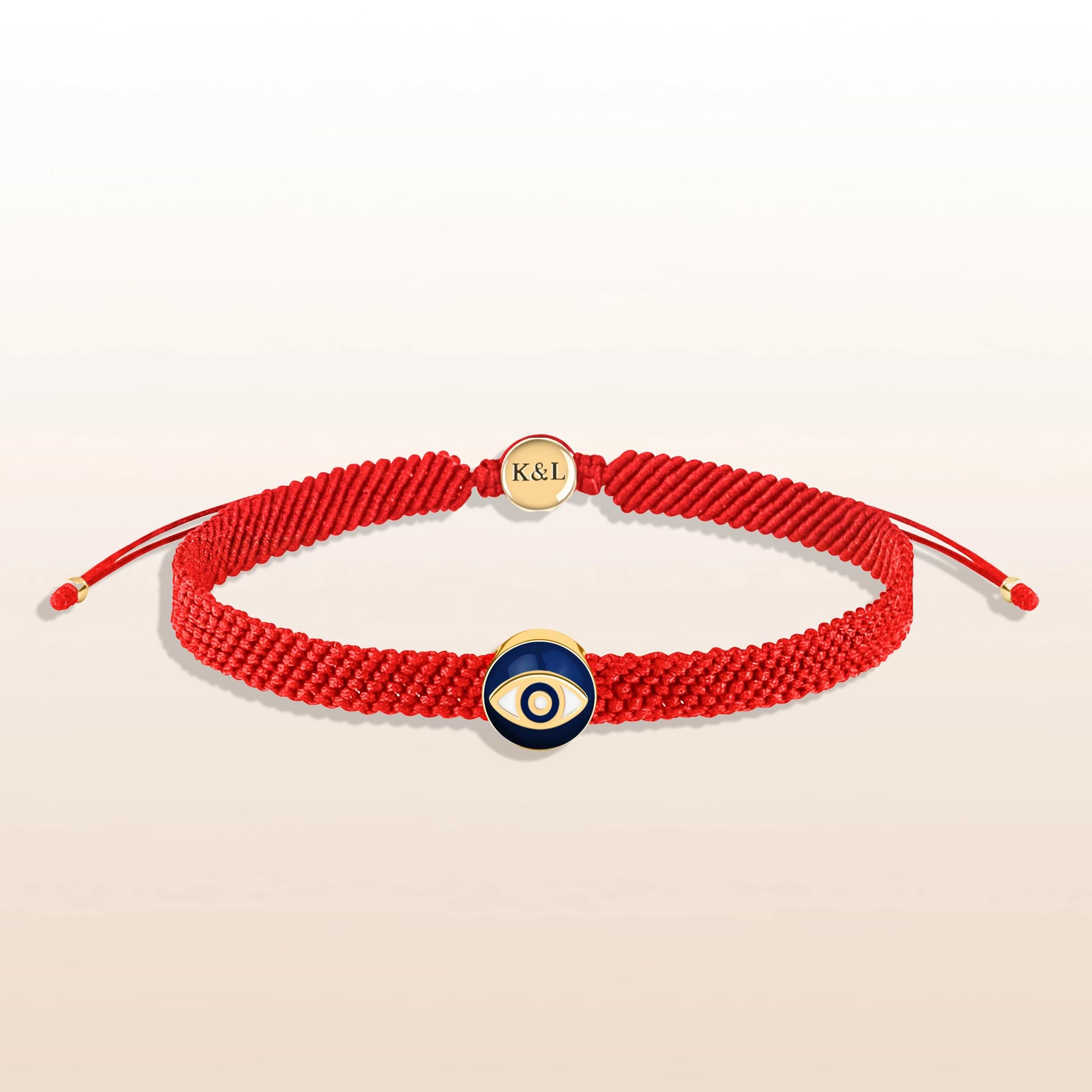 Picture of Essential Peacefulness - Red String Navy Enamel Evil Eye Charm Bracelet