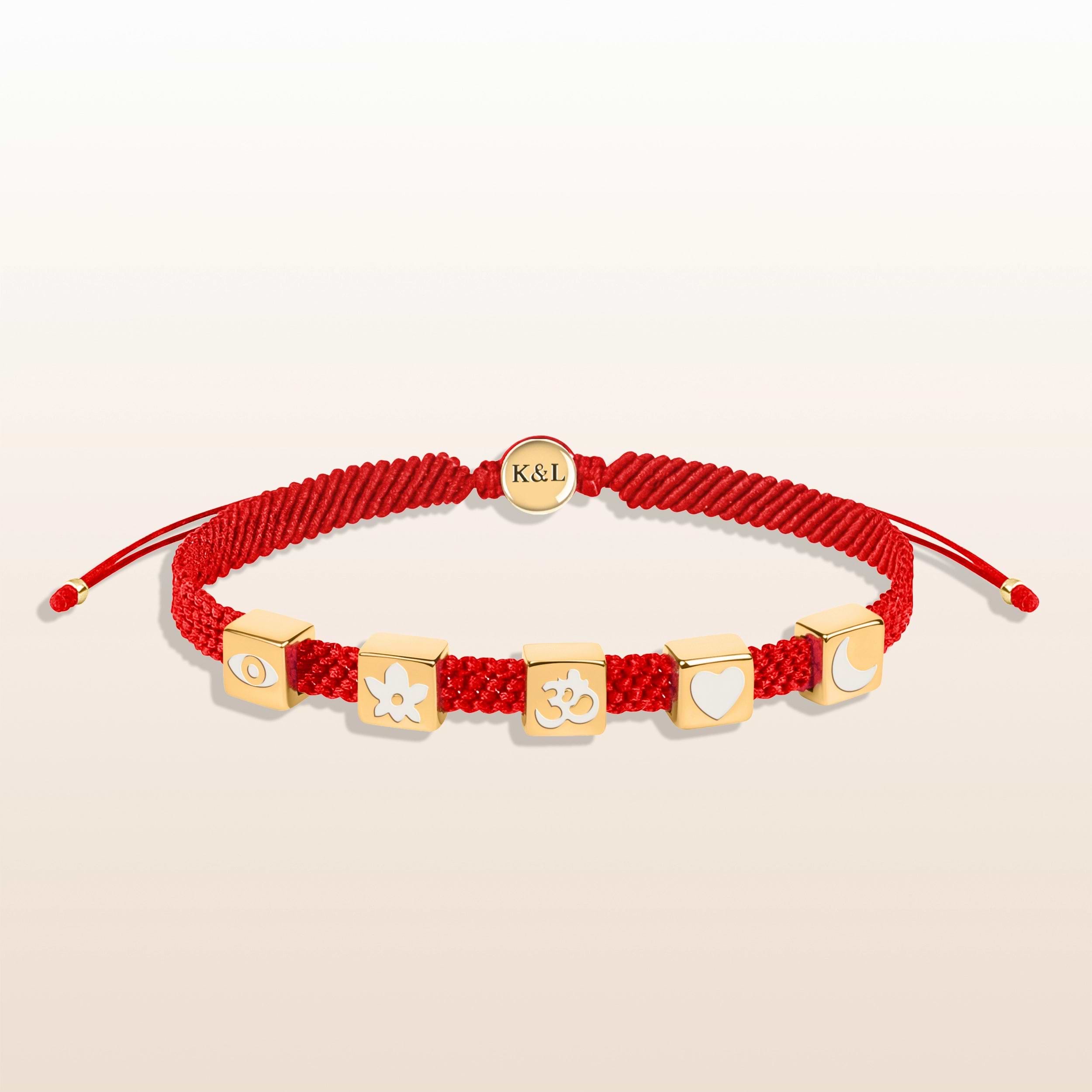 Picture of Seek Wisdom - Red String White Enamel Multi Charm Bracelet