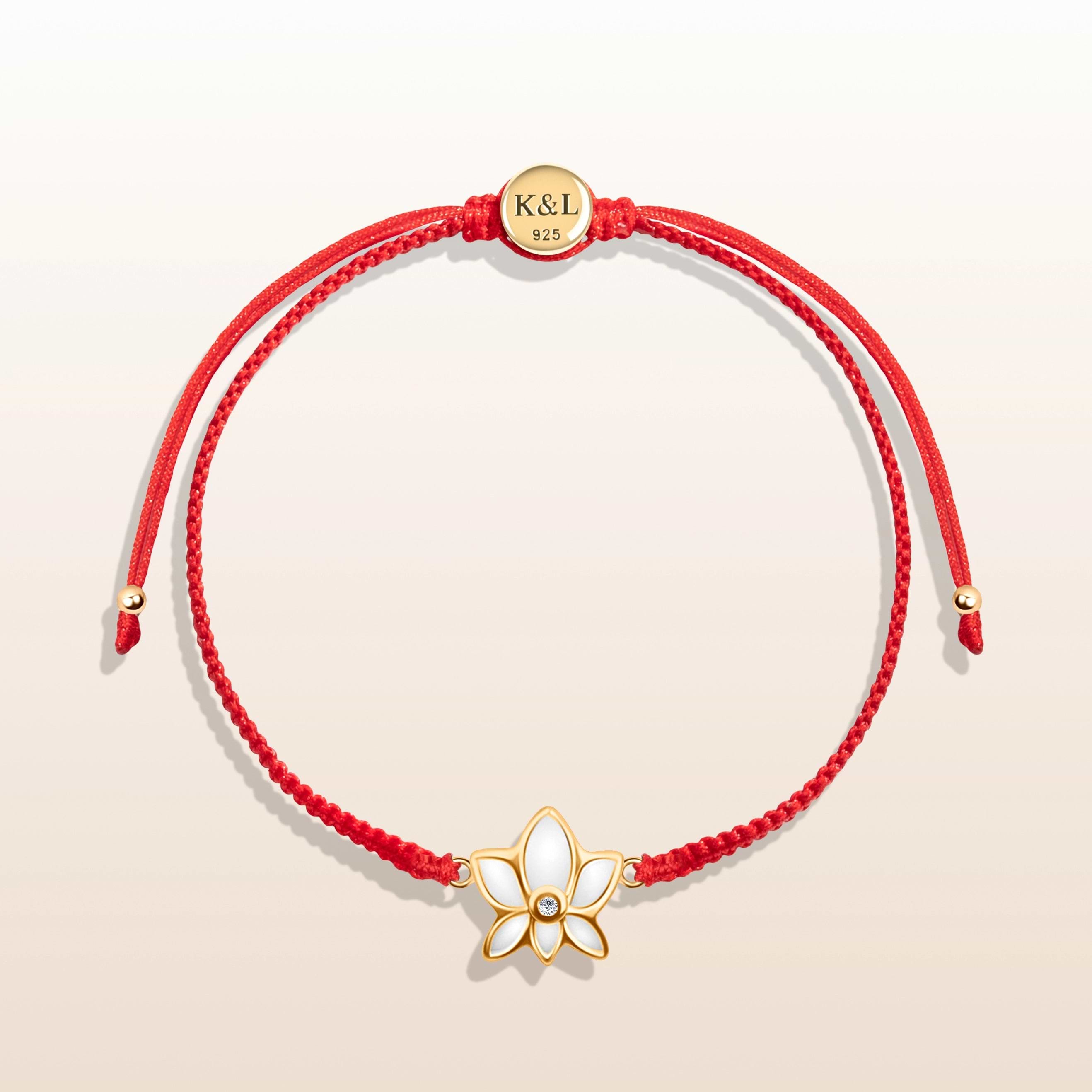 Picture of Obstacle Crusher Red String Lotus Charm Bracelet