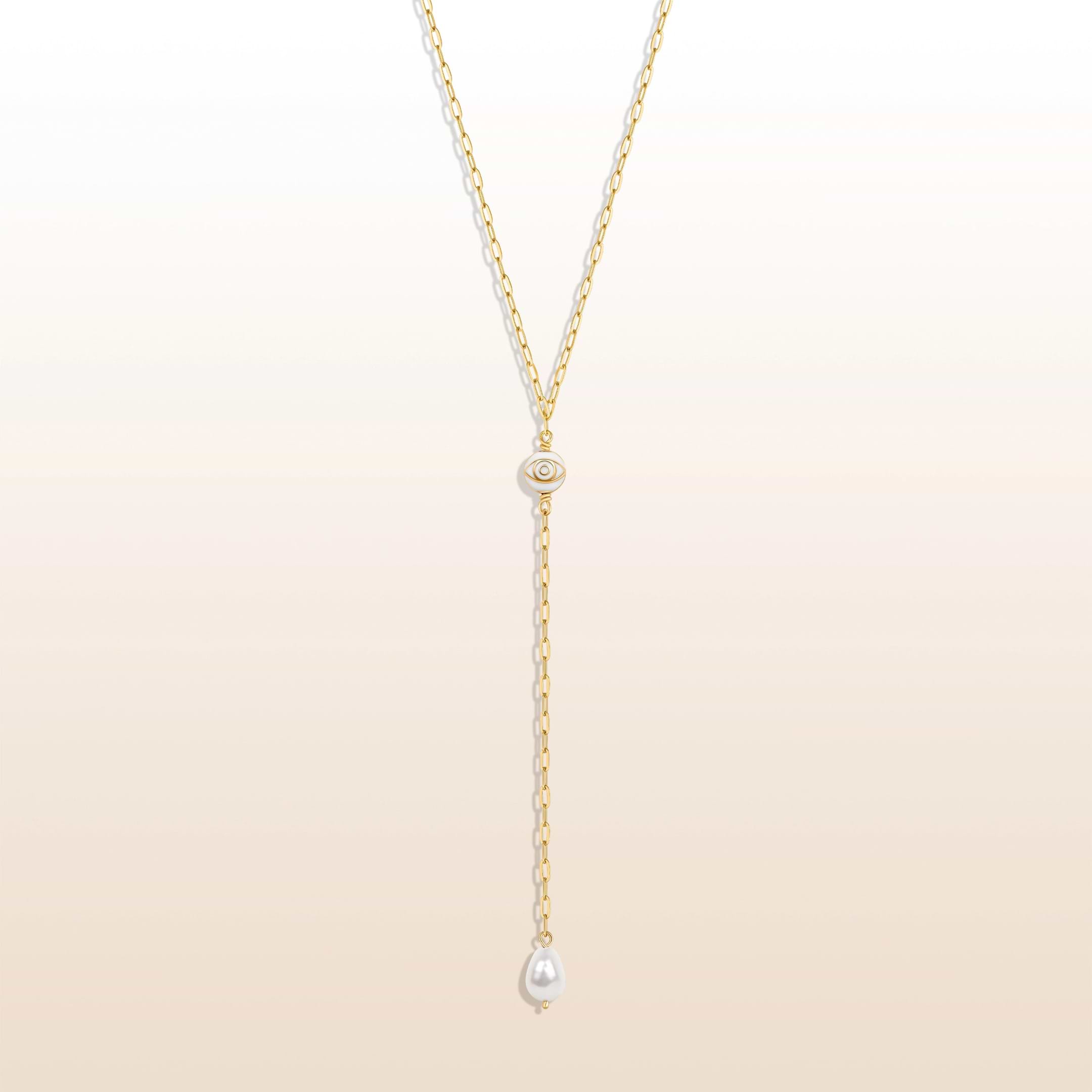Picture of All-Seeing Guardian - Pearl Lariat Necklace