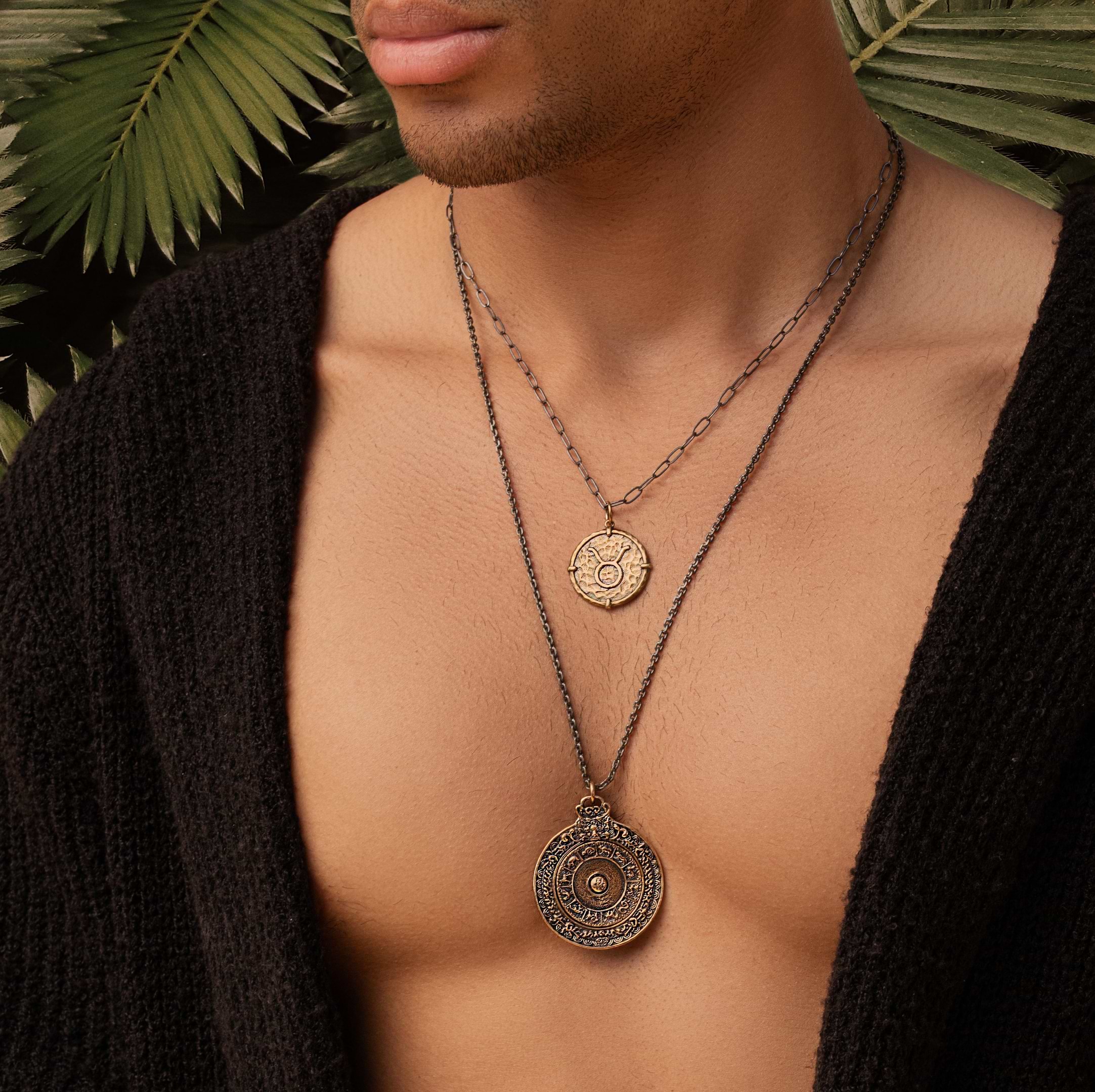 Karma and Luck  Necklaces - Mens  -  Determined Spirit - Taurus Zodiac Medallion Necklace