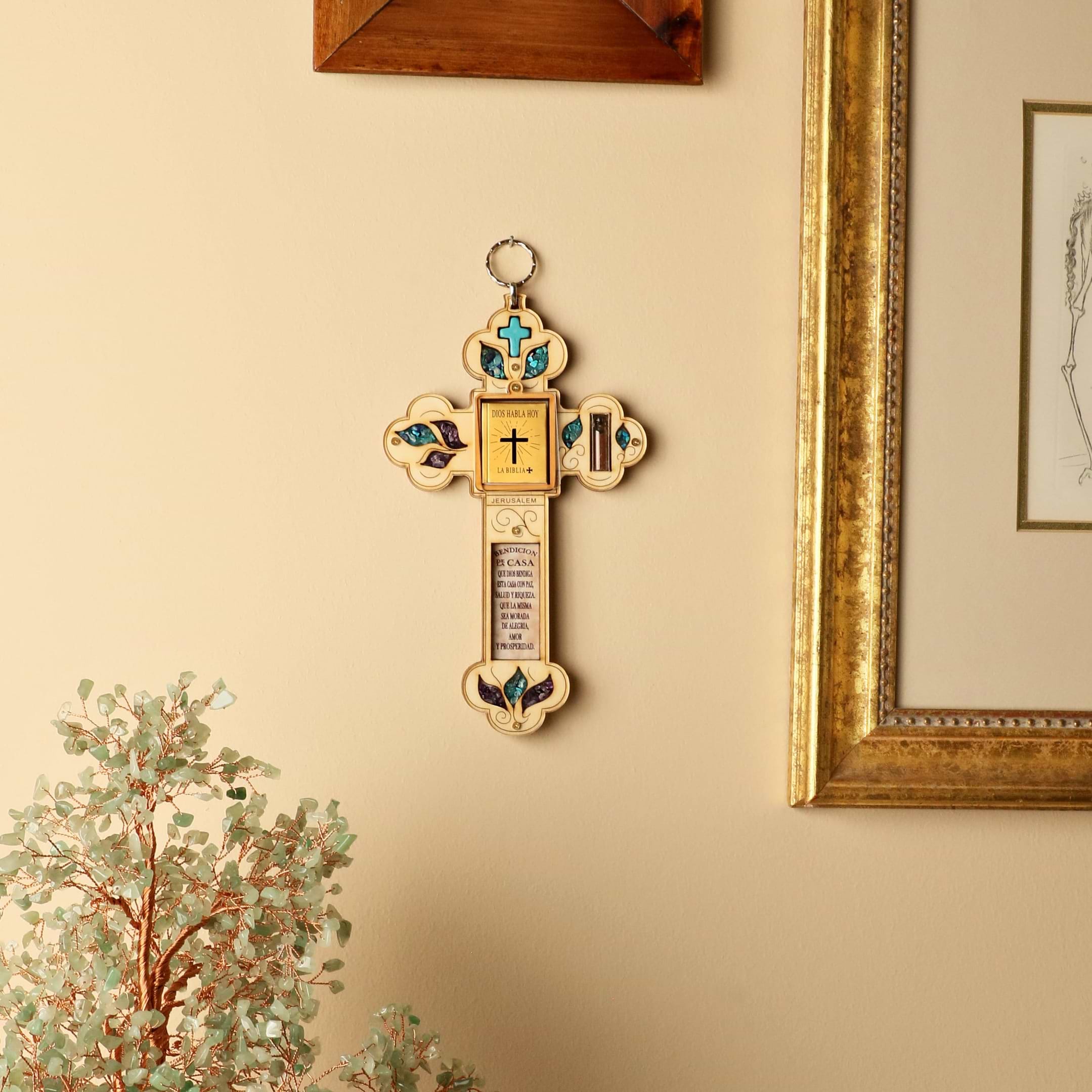 Karma and Luck  Wall Blessing  -  Holy Oasis - Mini Bible Spanish Cross Wall Blessing