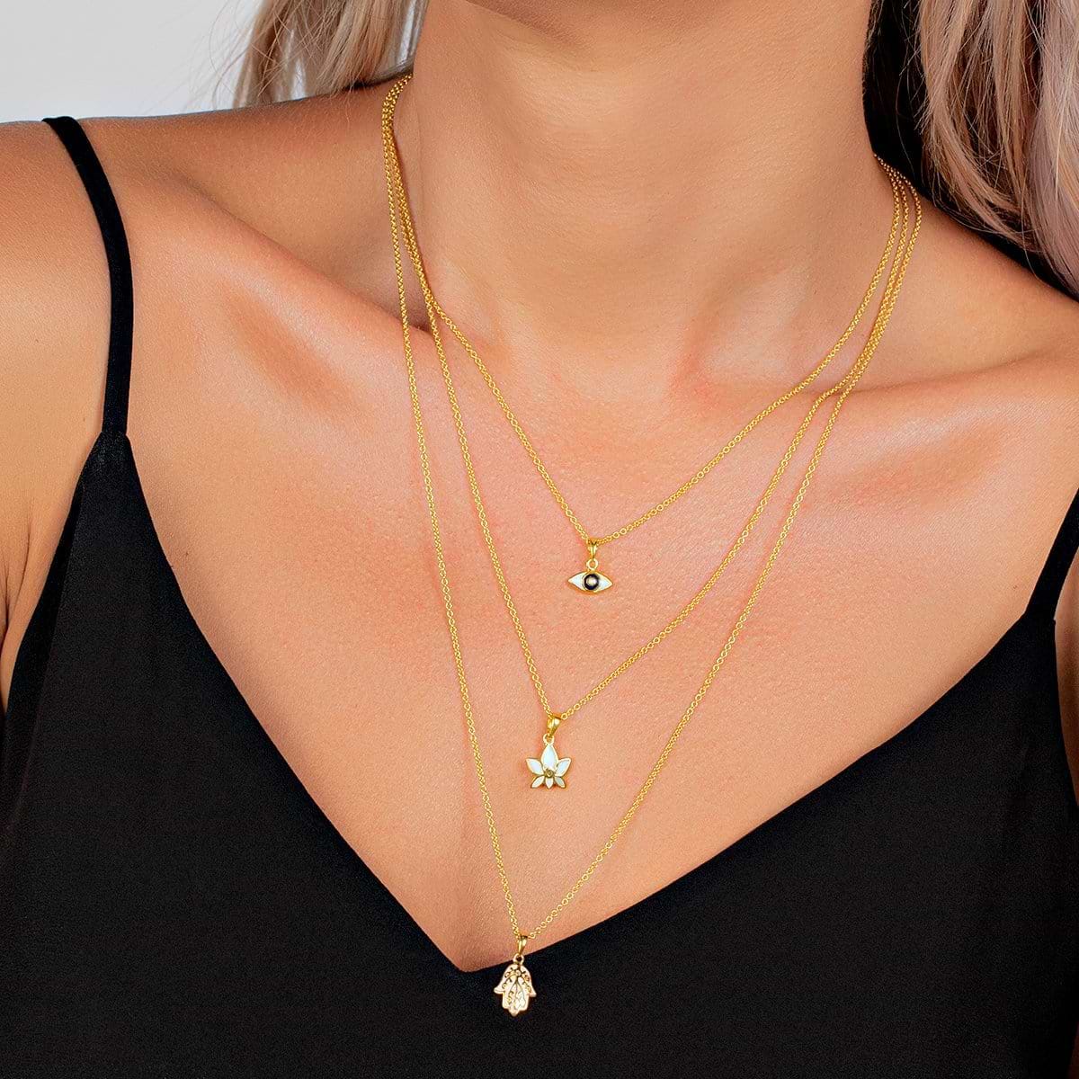 Karma and Luck  Necklace  -  Guarding Trio Layered Necklace Set