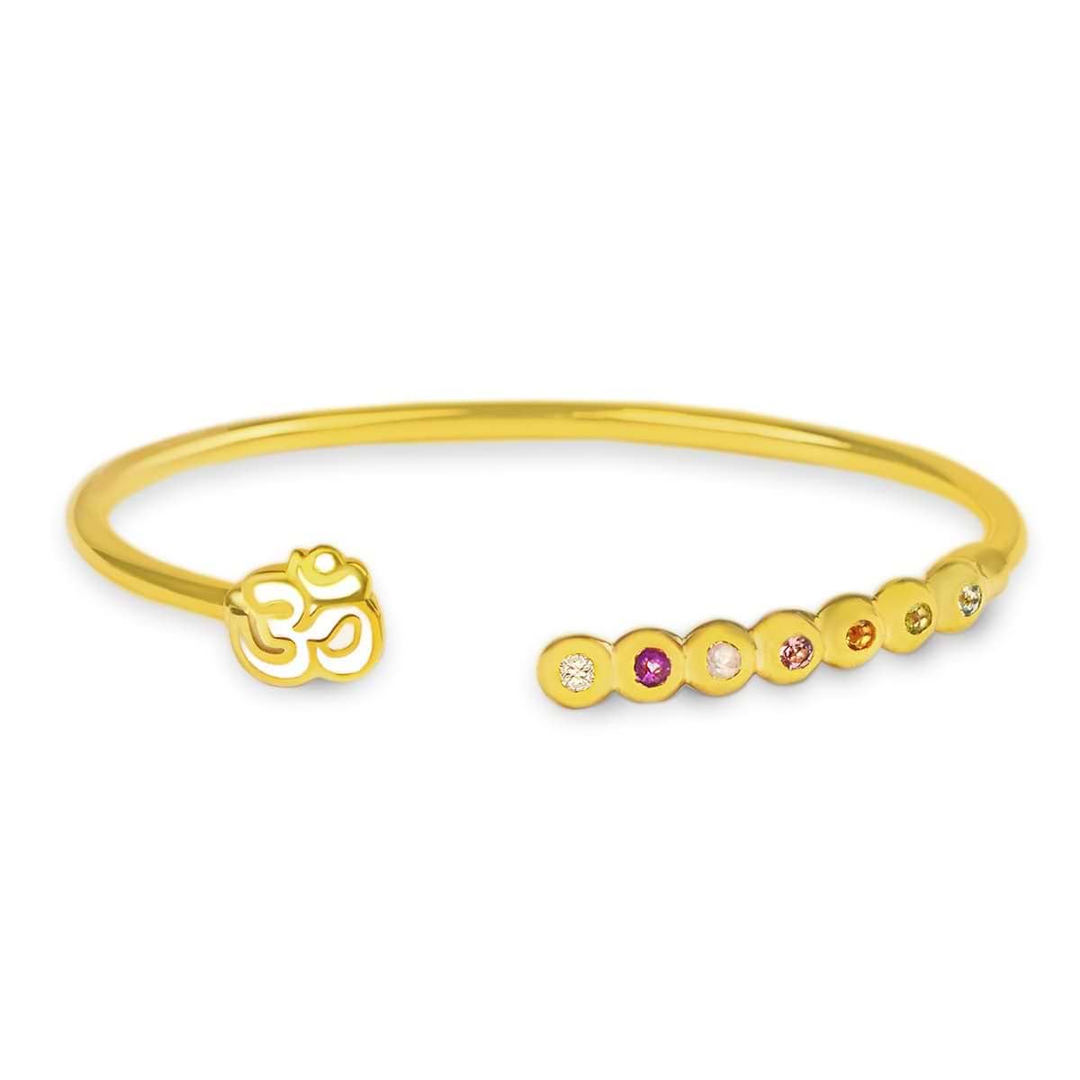 Karma and Luck  Bracelet  -  Absolute Bliss - Chakra Multi Stone OM Charm Bangle