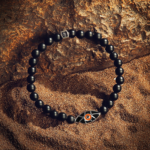 Karma and Luck  Bracelet  -  Peaceful Reverie - Silver Black Onyx Evil Eye Bracelet