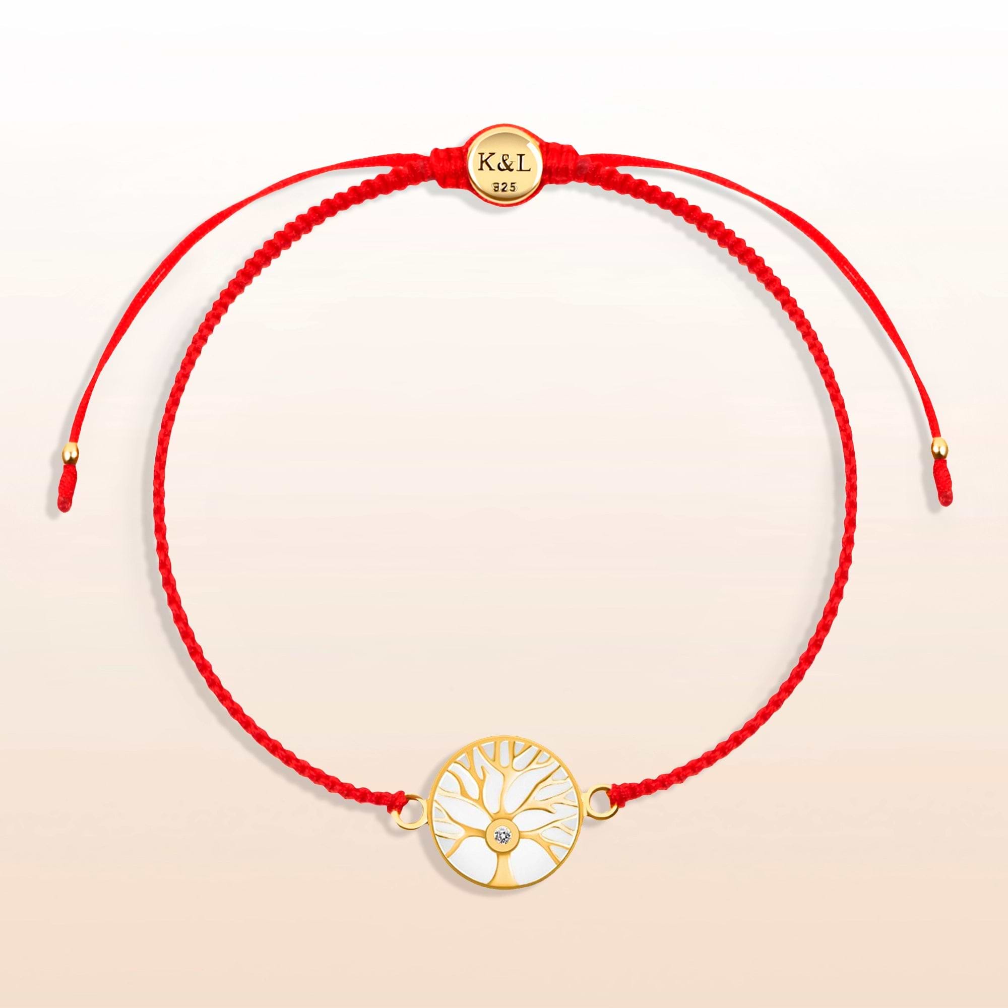 Branching Destiny - Red String Tree of Life Charm Bracelet