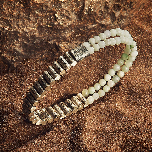 Karma and Luck  Bracelet  -  Abundant Light - Sterling Silver Jade Mantra Bracelet