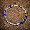 Karma and Luck  Bracelet  -  Divine Knowledge - Silver Heishi Lapis Lazuli Mantra Bracelet