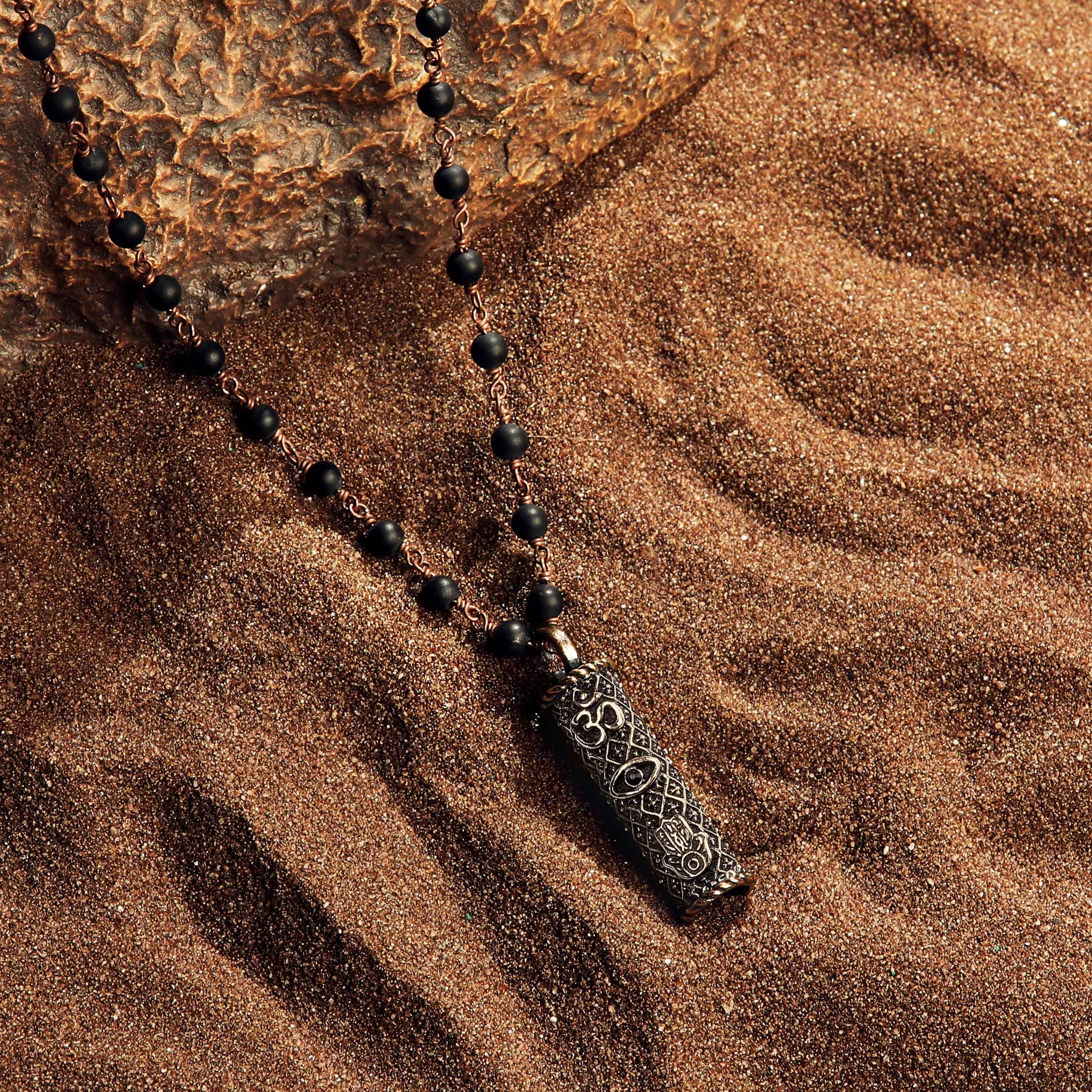 Karma and Luck  Necklace  -  Brilliant Spirit - Matte Onyx Triple Protection Necklace