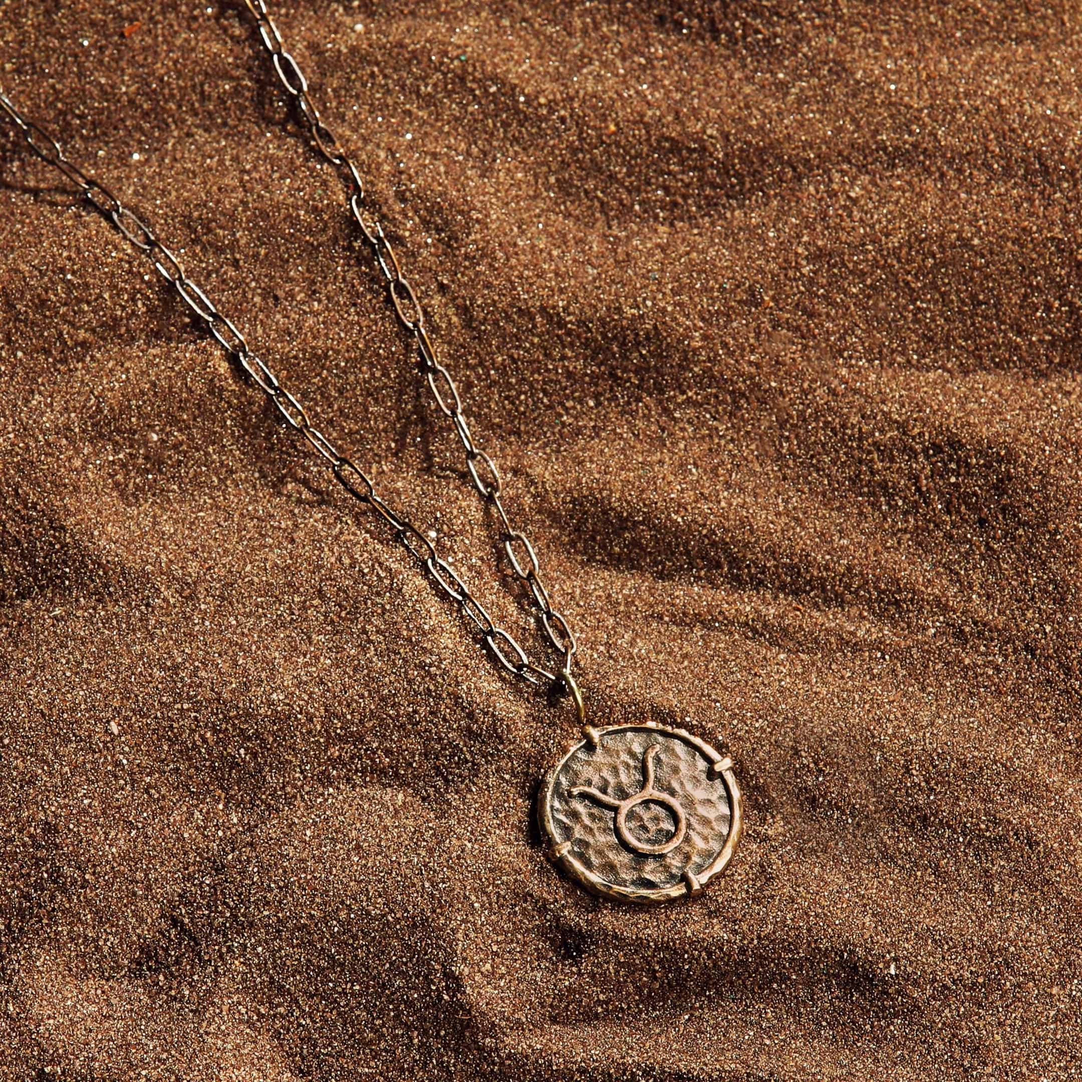 Karma and Luck  Necklace  -  Determined Spirit - Taurus Zodiac Medallion Necklace
