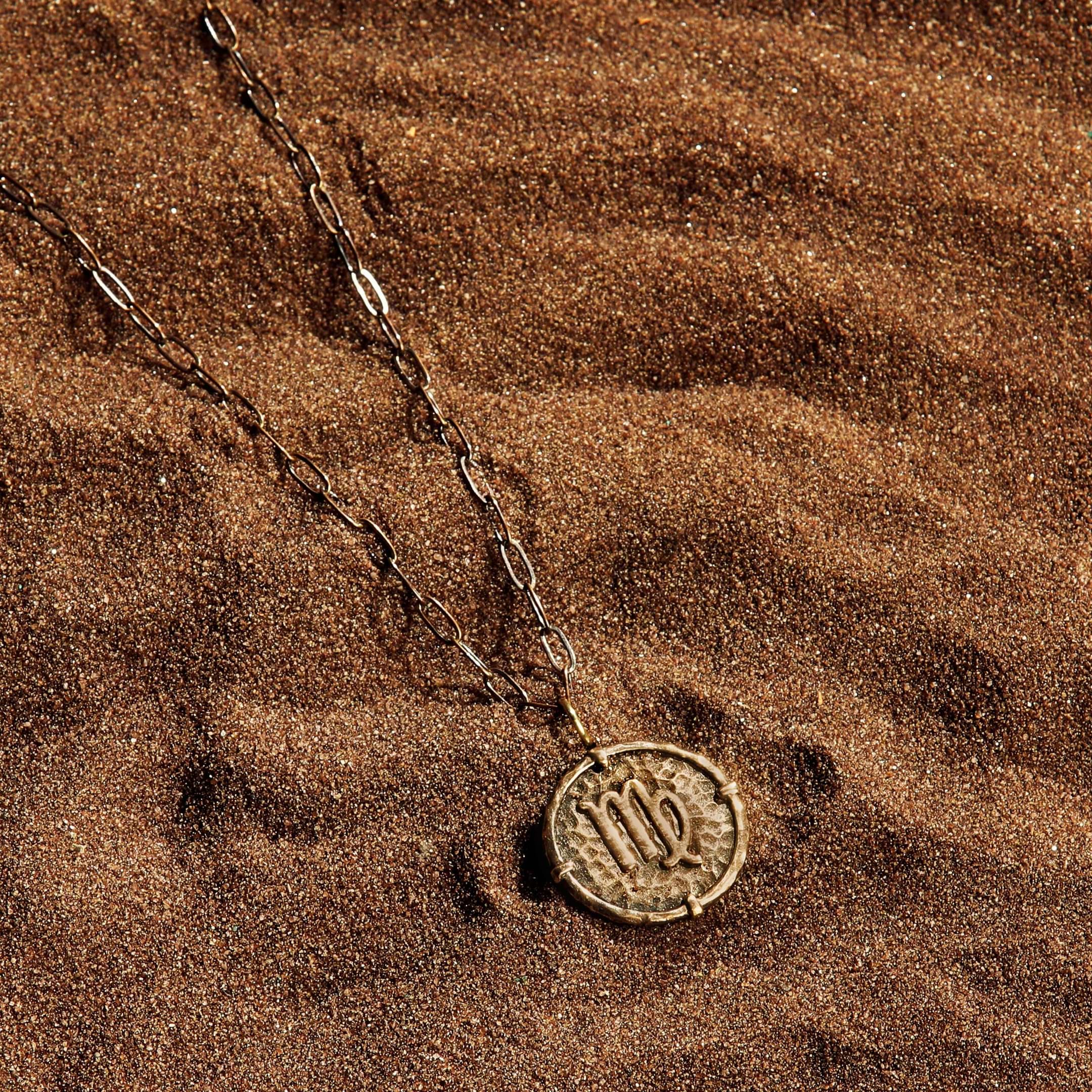 Karma and Luck  Necklace  -  Sophisticated Balance - Virgo Zodiac Medallion Necklace