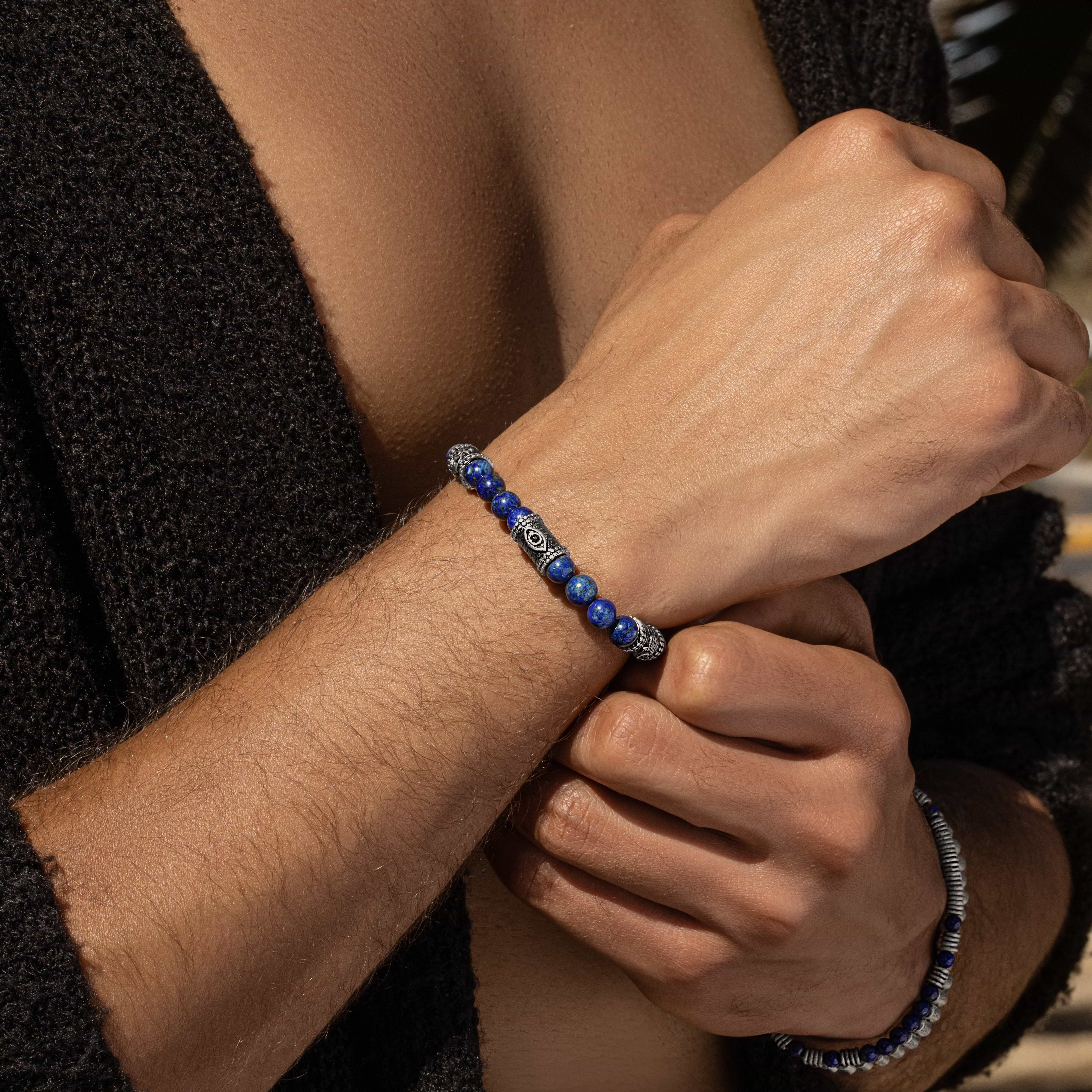 Karma and Luck  Bracelets - Mens  -  Mind of Wisdom Lapis Lazuli Bead Bracelet