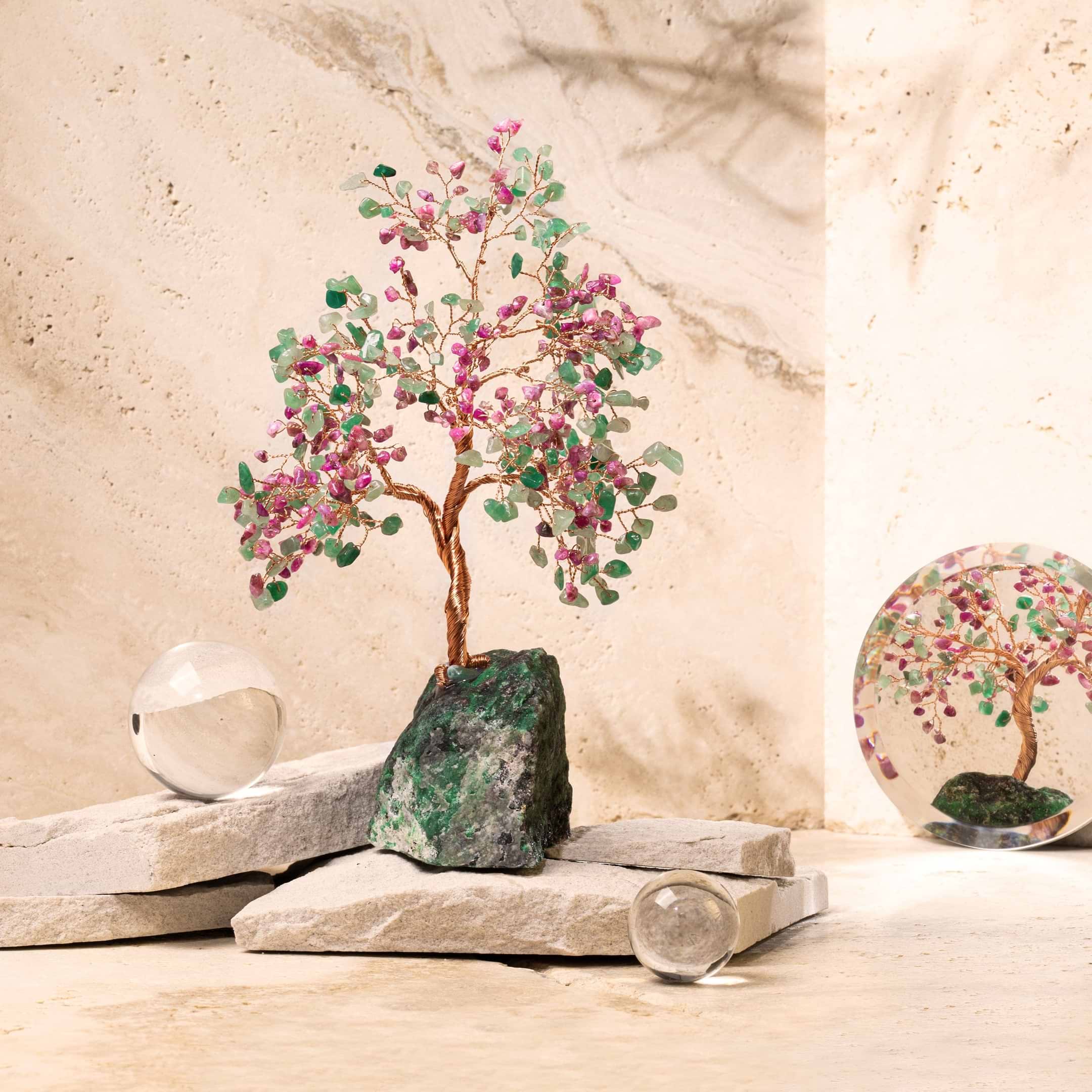 Karma and Luck  Tree of life  -  Divine Inspiration - Pink Tourmaline Jade Feng Shui Tree of Life