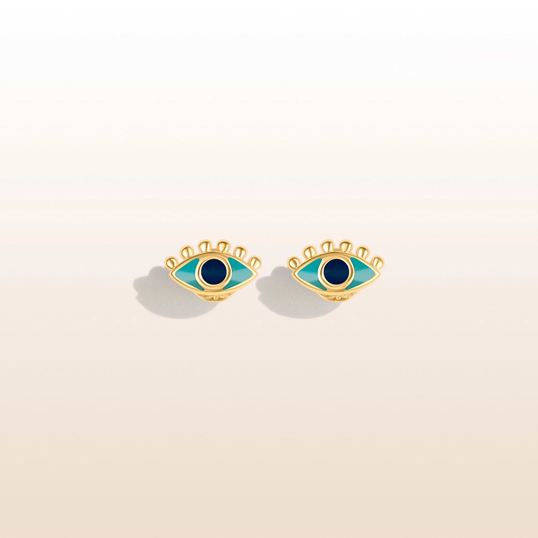 Picture of Highest Frequency - Blue Enamel Evil Eye Stud Earrings