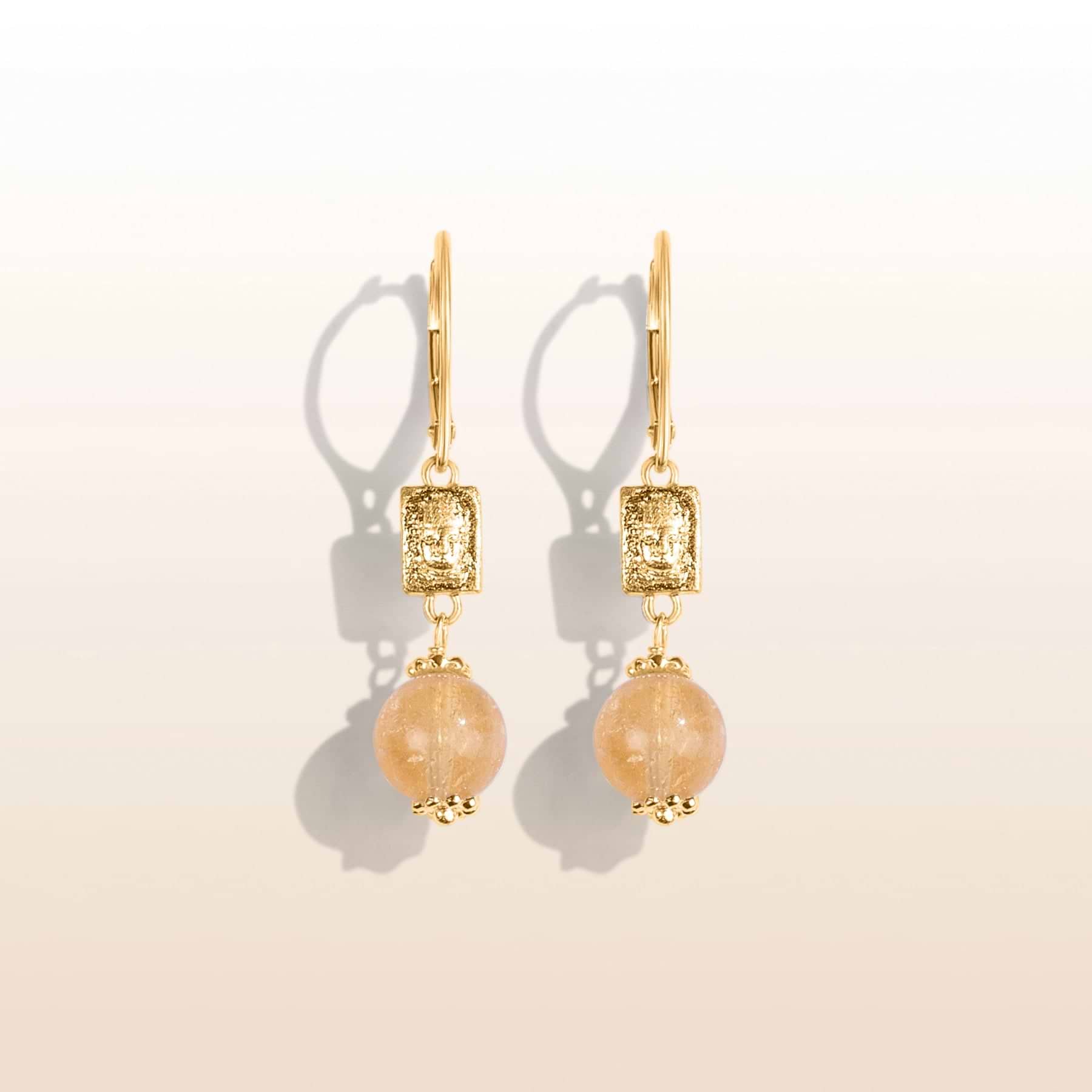Picture of Bright Hope - Gold Plated Citrine Buddha Earrings