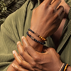 Karma and Luck  Bracelets - Mens  -  Leader of Courage - Tiger's Eye Pyrite Om Charm Bracelet