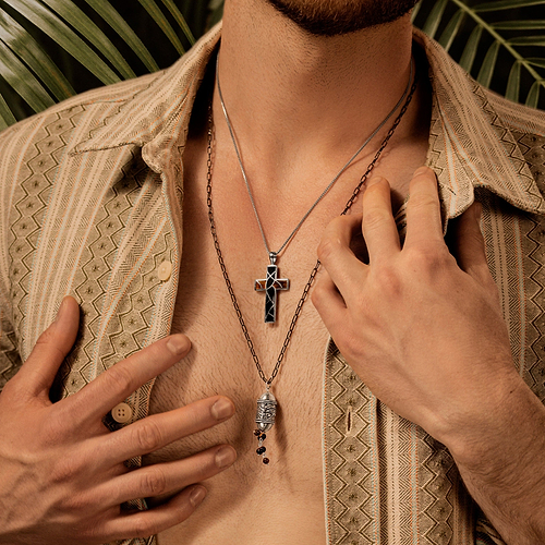Karma and Luck  Necklaces - Mens  -  Leap of Faith - Silver Cross Necklace