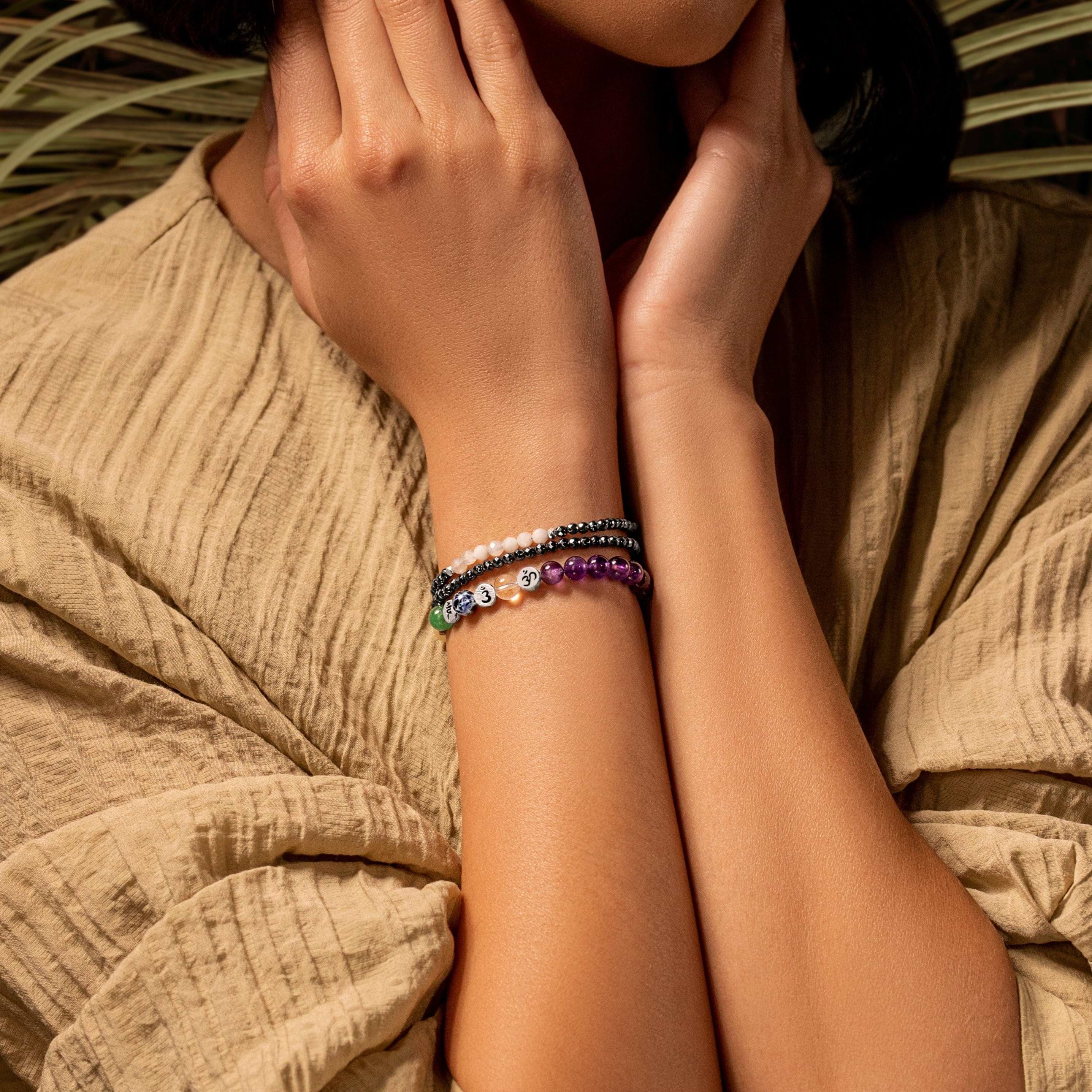 Karma and Luck  Bracelets - Womens  -  Balanced Spirit - Chakra Amethyst Stone Bracelet