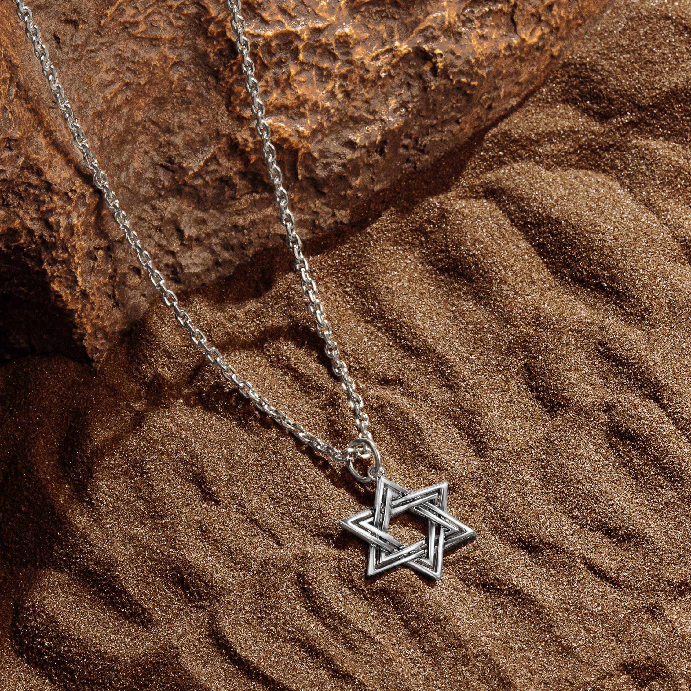 Picture of Peaceful Guidance - Silver Star of David Pendant Necklace