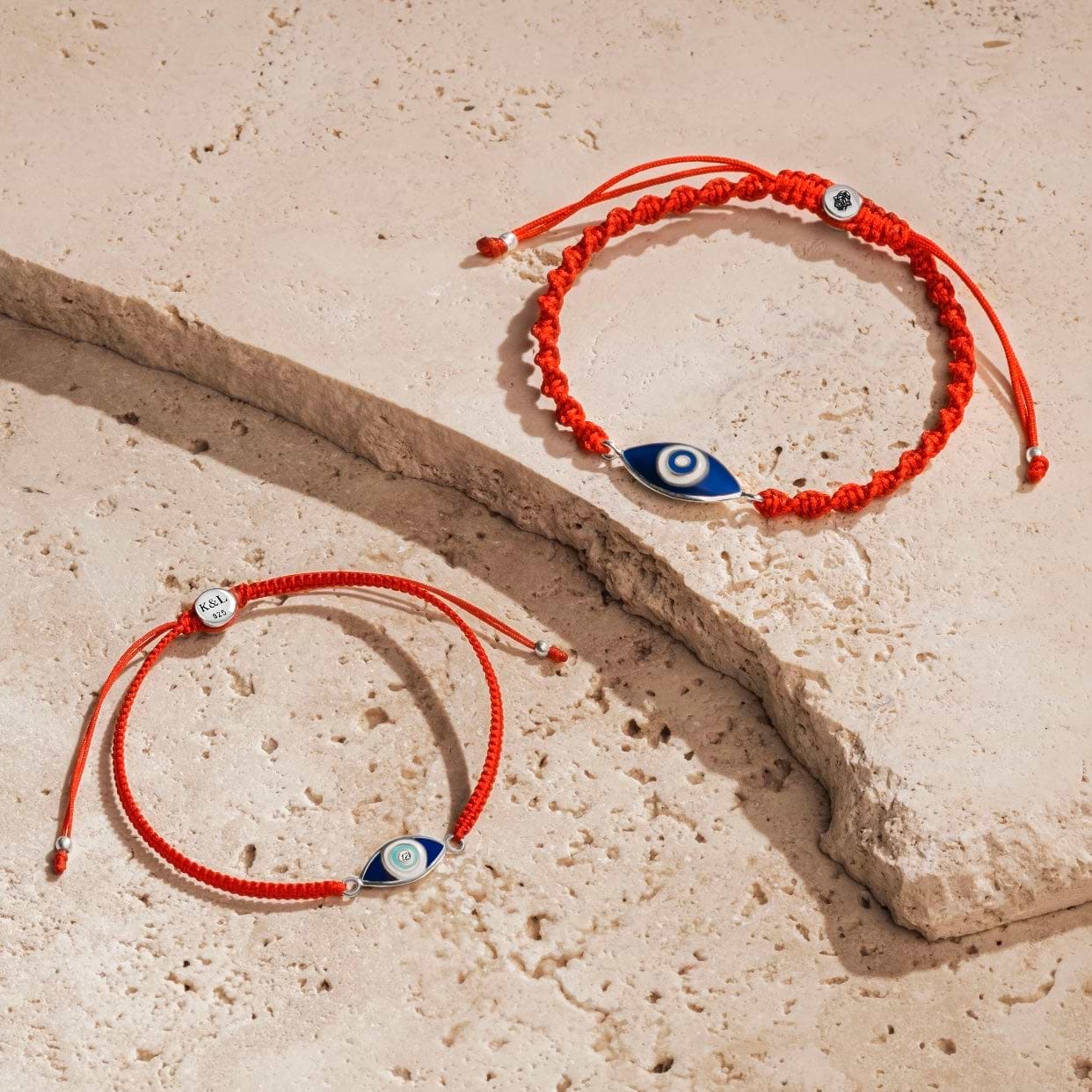 Karma and Luck  Bundle  -  Classic Shield - Navy Evil Eye Red String Bundle for Her & Him