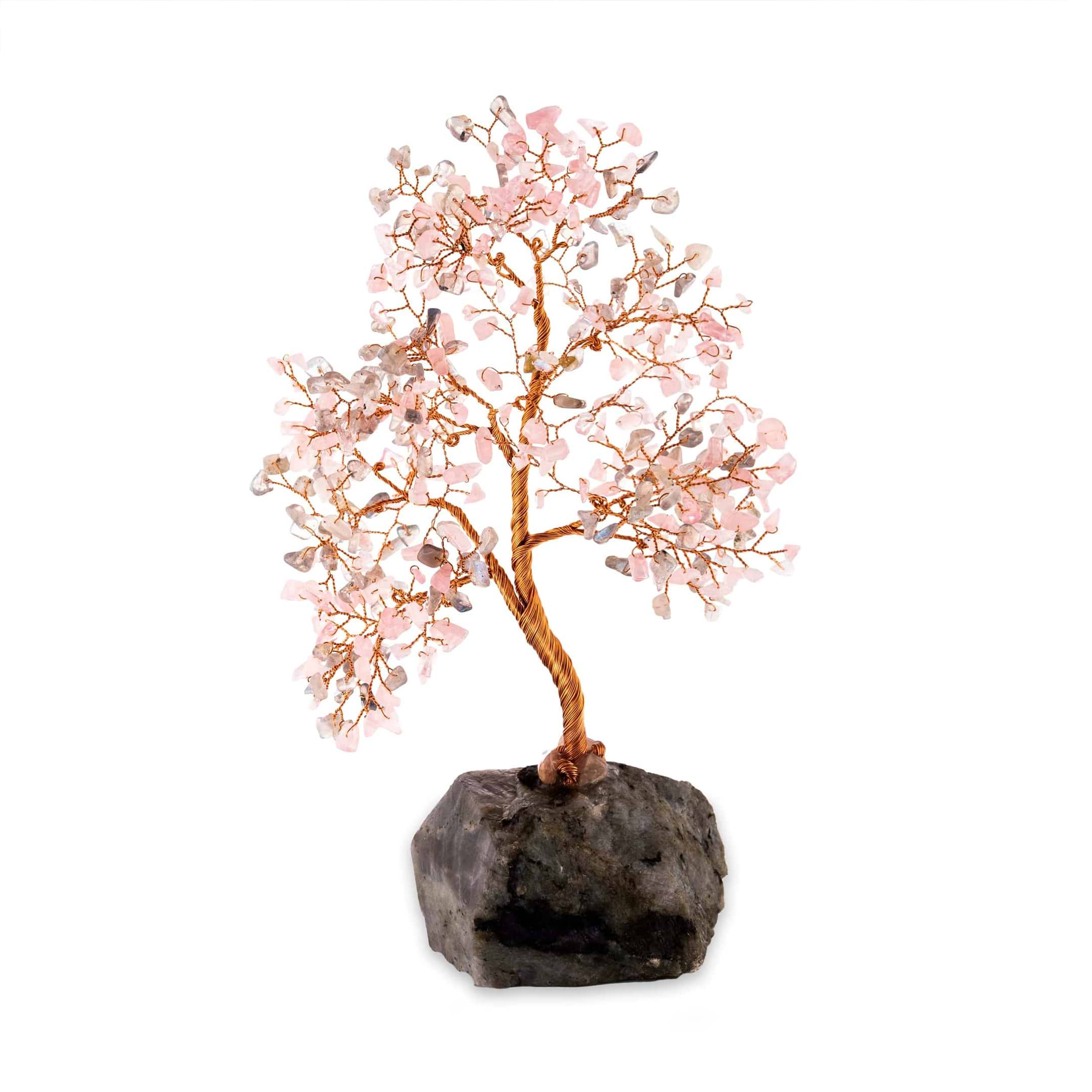 Karma and Luck  Tree of life  -  Divine Guidance - Labradorite Rose Quartz Feng Shui Tree of Life