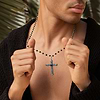Karma and Luck  Necklaces - Mens  -  Profound Belief - Silver Matte Onyx Cross Charm Necklace