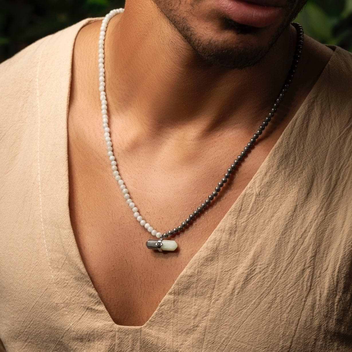 Karma and Luck  Necklaces - Mens  -  Energetic Personality - Jade Pyrite Evil Eye Pointer Necklace