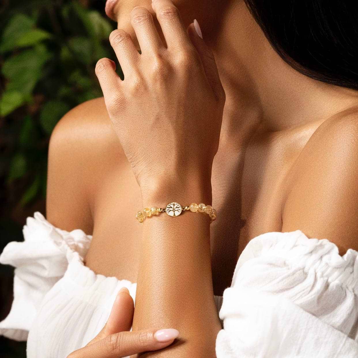 Karma and Luck  Bracelets - Womens  -  Vibrant Life - Citrine Diamond Tree of Life Charm Bracelet