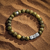 Karma and Luck  Bracelets - Mens  -  Unmatched Aura- Olive Jade Triple Bracelet