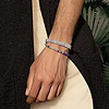 Karma and Luck  Bracelets - Mens  -  Divine Knowledge - Silver Heishi Lapis Lazuli Mantra Bracelet
