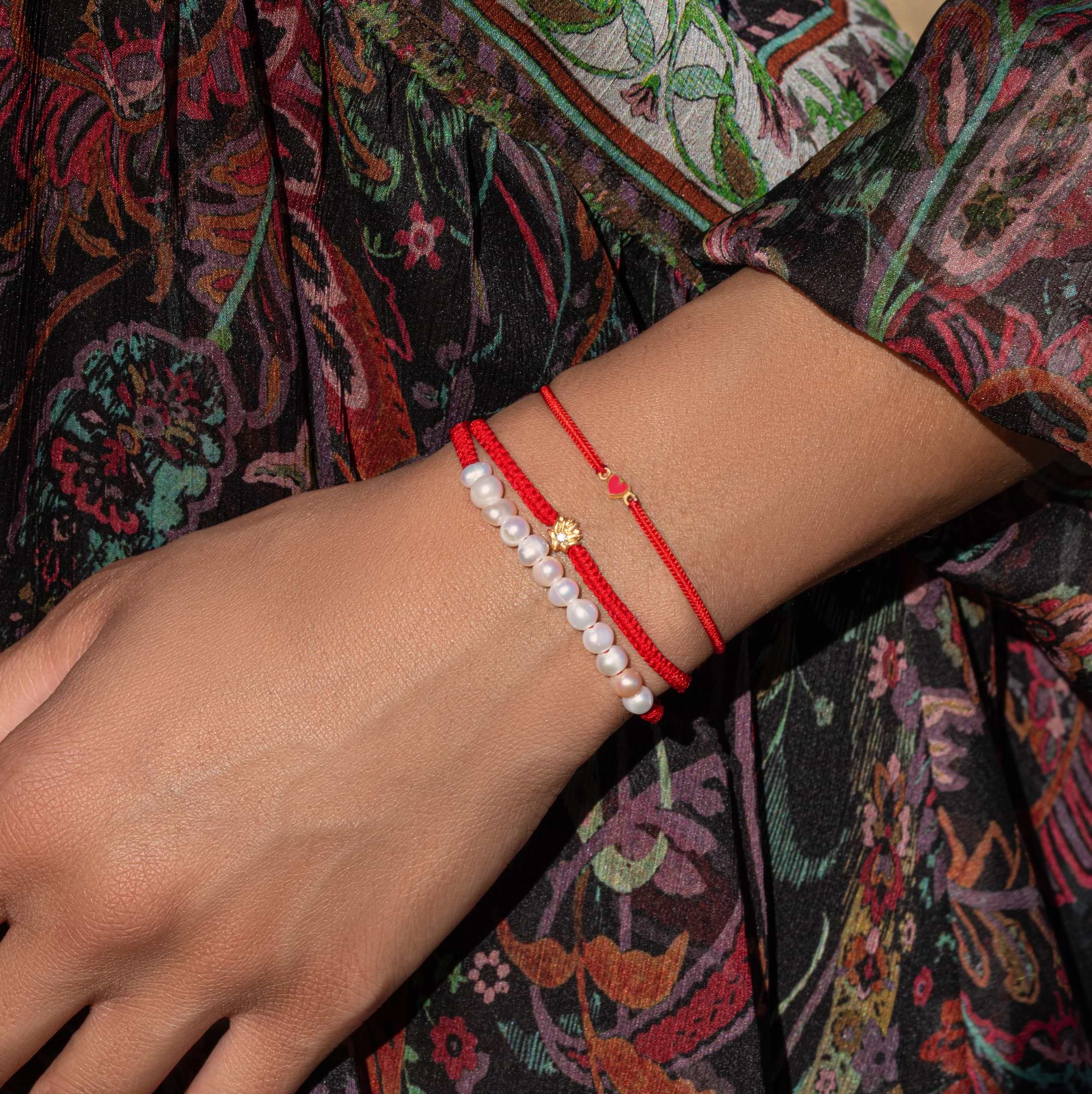Karma and Luck  Bracelets - Red Womens  -  Transcending Awareness - Wrap Lotus Charm Bracelet