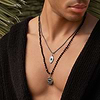 Karma and Luck  Necklaces - Mens  -  Utmost Safety - Evil Eye Black Onyx Silver Necklace