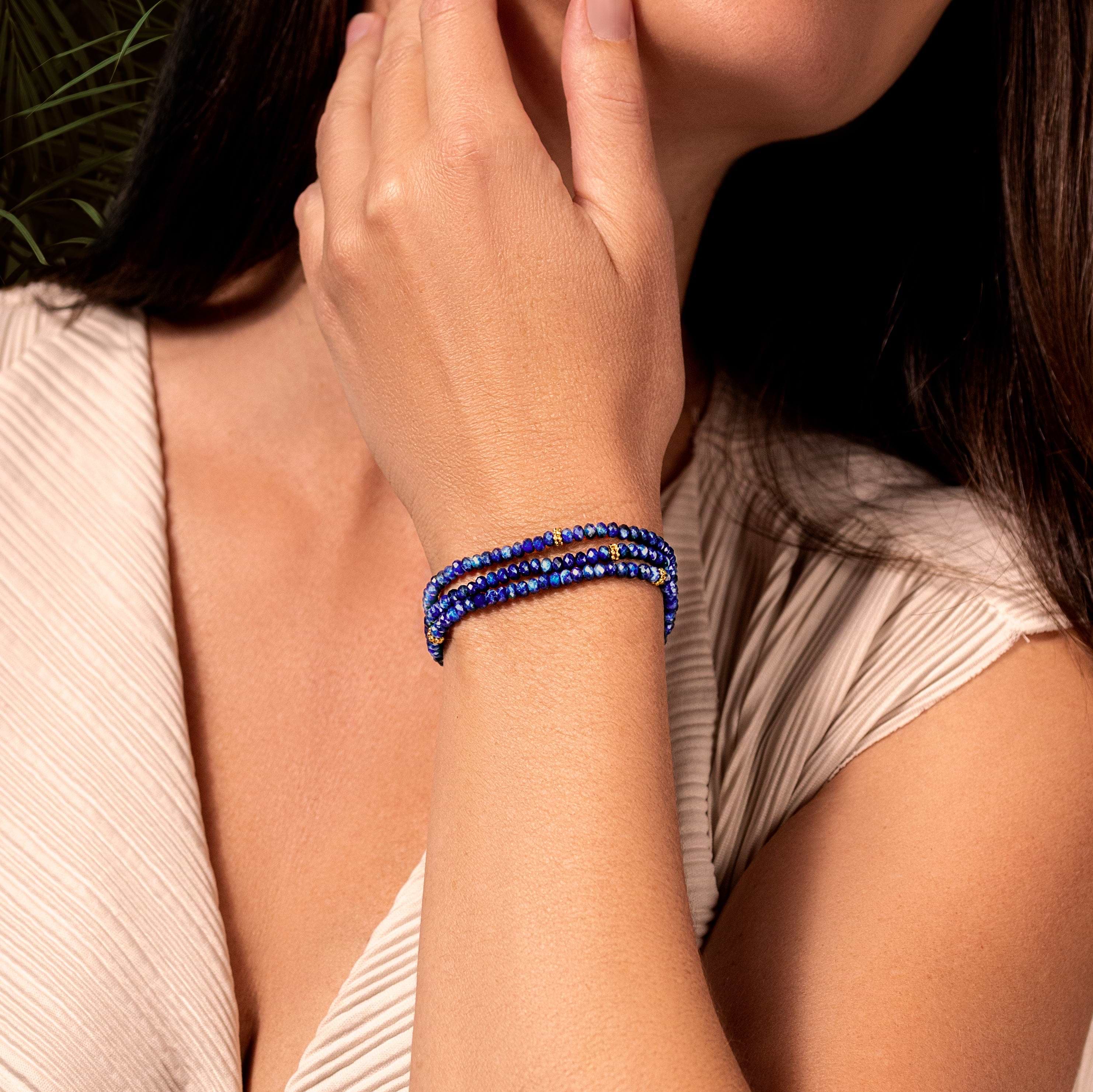 Karma and Luck  Bracelets - Womens  -  Peaceful Heart Lapis Lazuli Wrap Bracelet