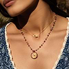 Karma and Luck  Necklaces - Womens  -  Lively Appreciation - Ruby Pink Sapphire Iolite Hamsa Medallion Necklace