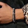Karma and Luck  Bracelets - Mens  -  Defined Balance - Silver Heishi & Mantra Onyx Bracelet