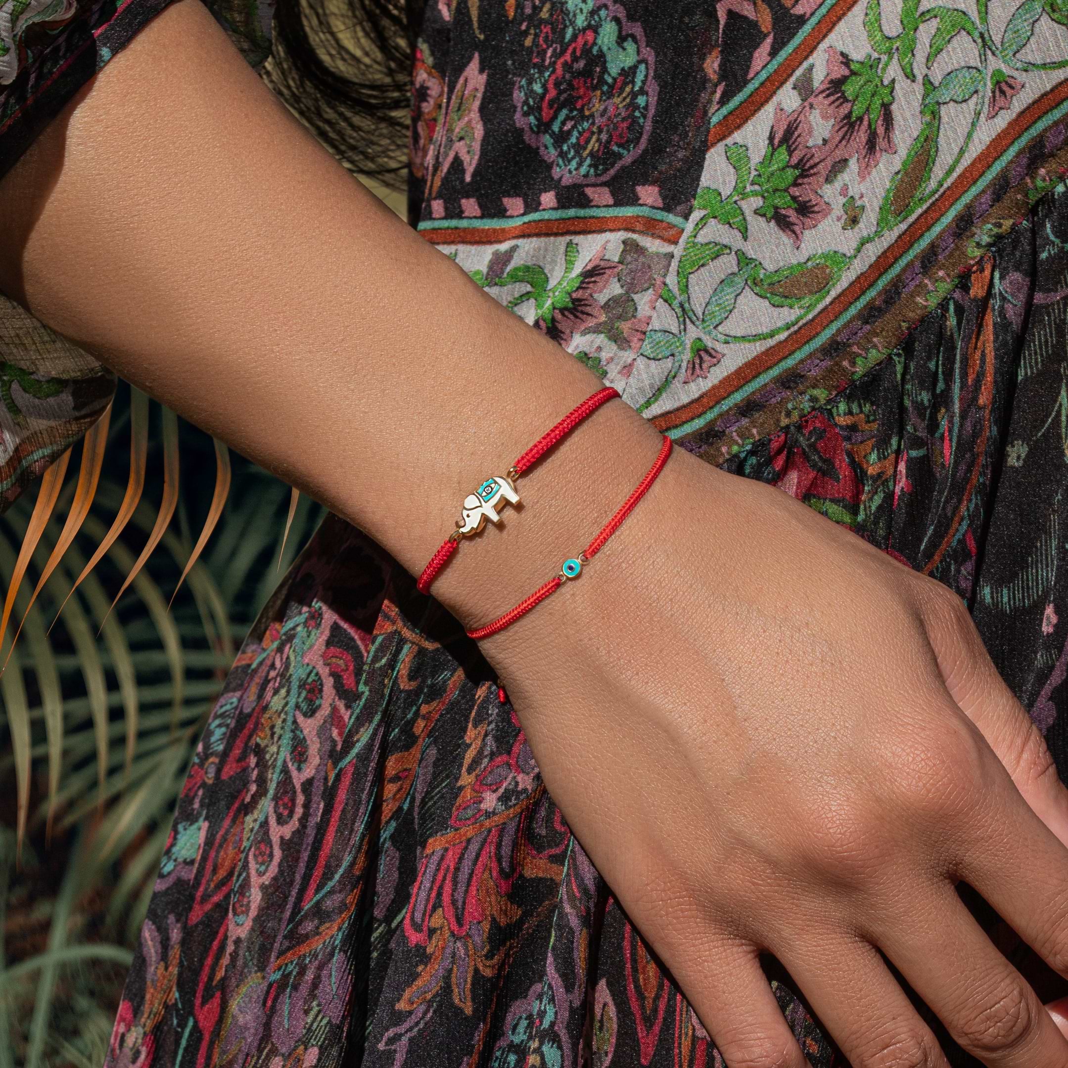 Karma and Luck  Bracelets - Red Womens  -  Spiritual Strength - Red String Elephant Charm Bracelet